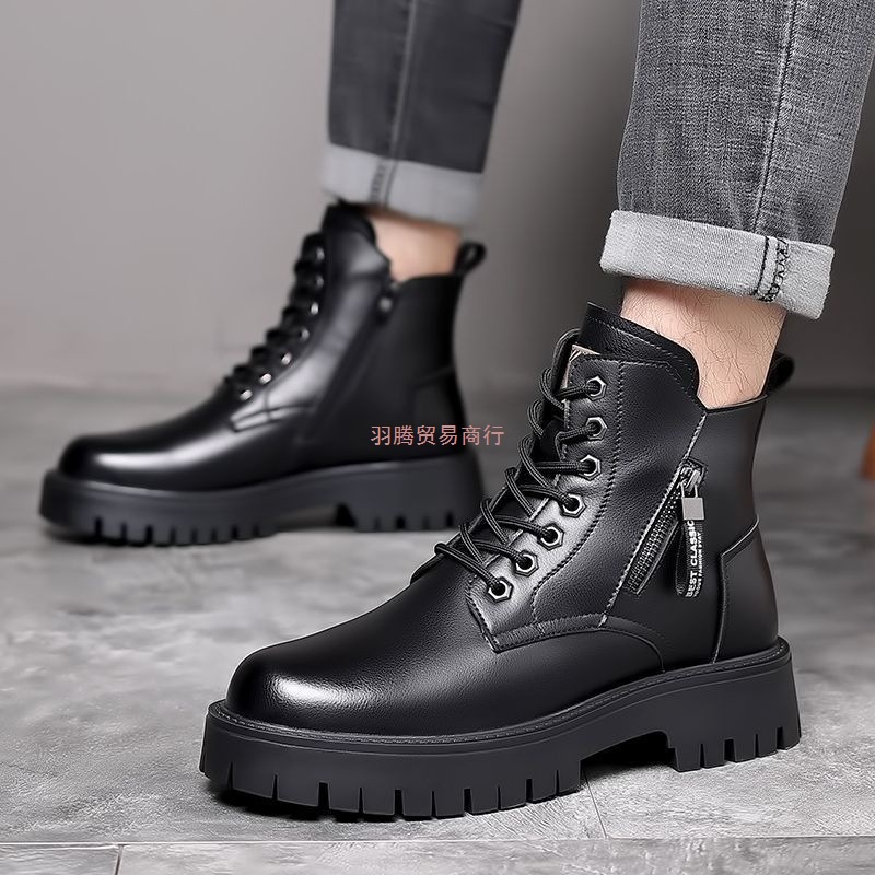 马丁冬季新款男士英伦加绒高帮加厚棉鞋真软皮保暖工装雪地皮靴