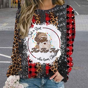 Foreign trade direct supply cross-border European and American fashion women's clothing 2023 Autumn New Christmas Halloween printed top round neck sweater