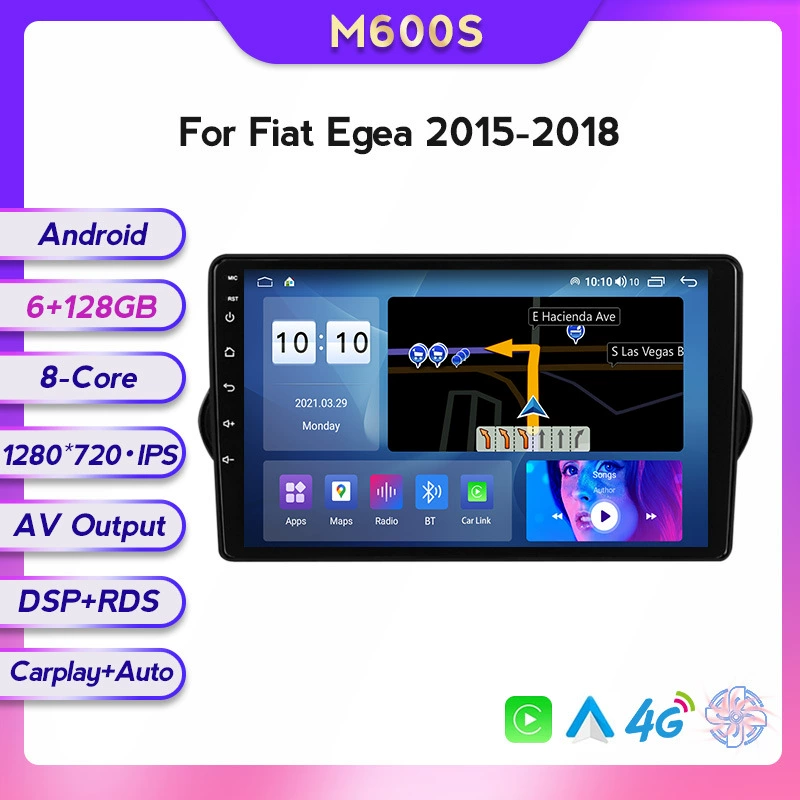 Подходит для Fiat EGEA 2015-2018 — модифицированный Android с большим экраном, средняя консоль, интегрированный автомобильный навигационный плеер