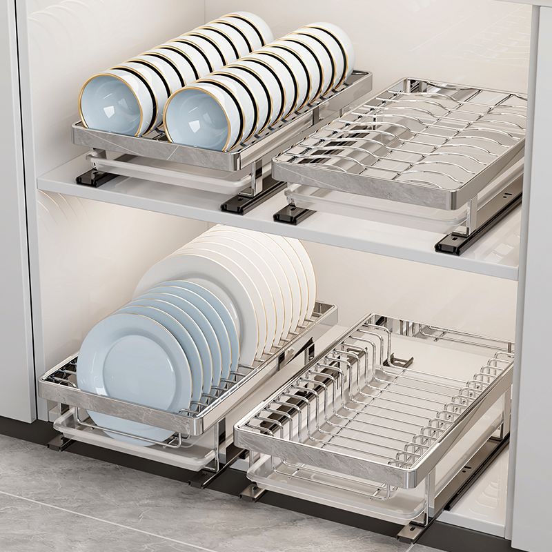 厨房碗盘架抽拉碗碟收纳架橱柜拉篮抽屉式盘子沥水置物架直销一件
