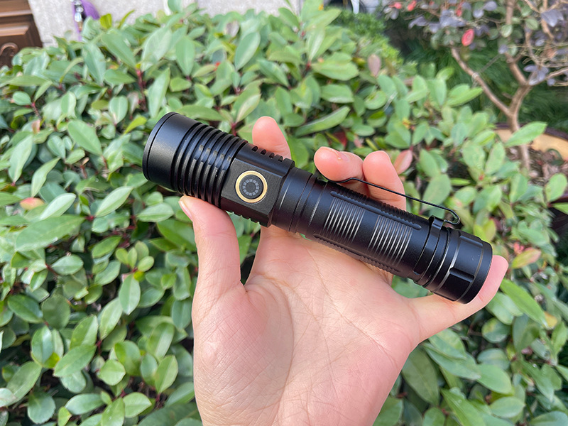 21700 white laser telescopic zoom flashlight Type-C charging small pen clip magnetic multi-function with magnet