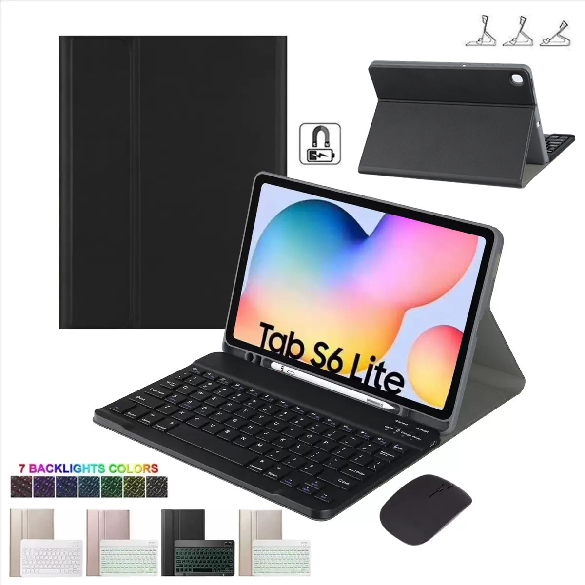 适用三星S9FE蓝牙键盘保护套A9+11保护壳S6lite背光键盘平板皮套