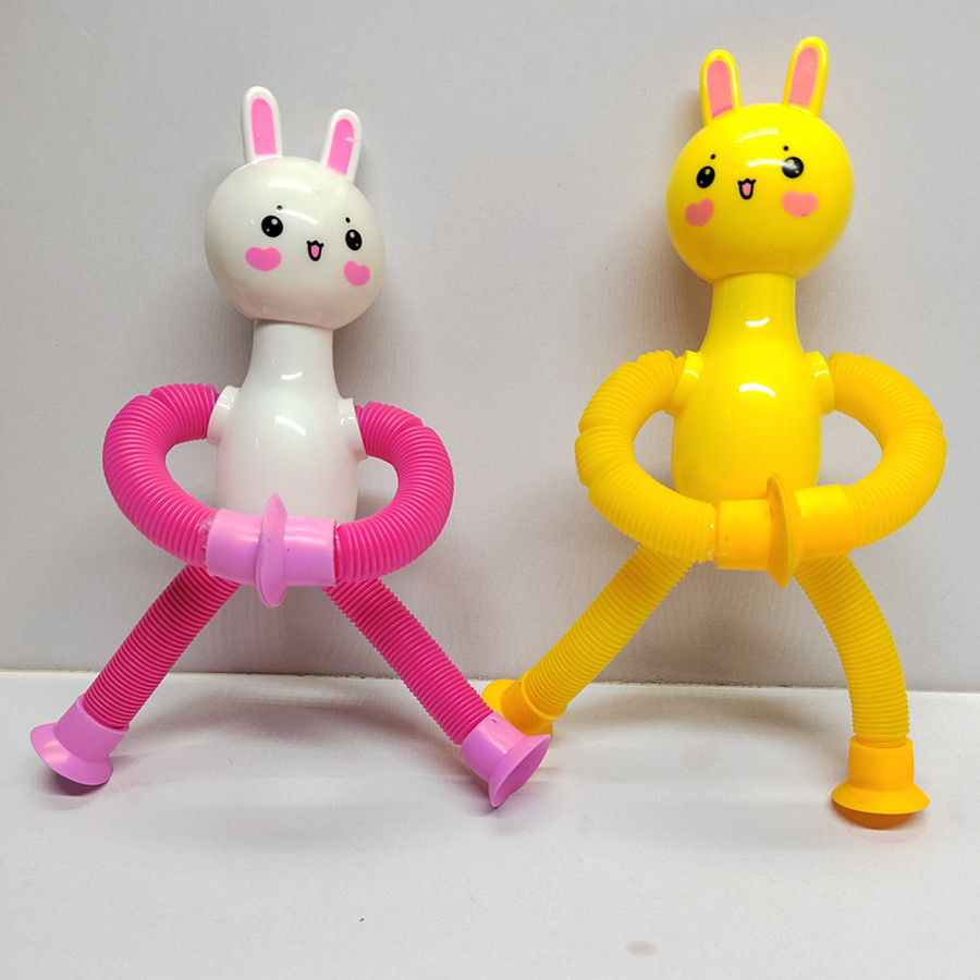Cross-border Suction Cup Big Cat Plush Figure Transforming Cartoon Telescopic Children's Educational Parent-Child Interactive Stretching Tube Stress Relief Toy