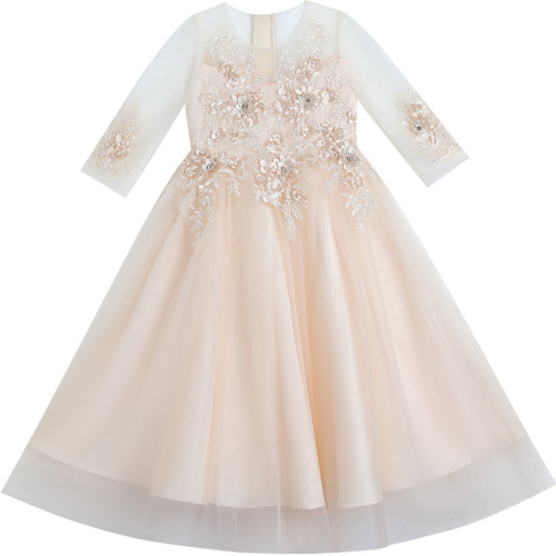 Children's formal dress princess skirt 2024 summer high-end long girls' dress puffy skirt piano June 1 performance suit 