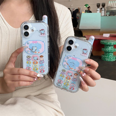 透蓝画画大象立体旋转鼻子适用iPhone17苹果16ProMax手机壳15新款