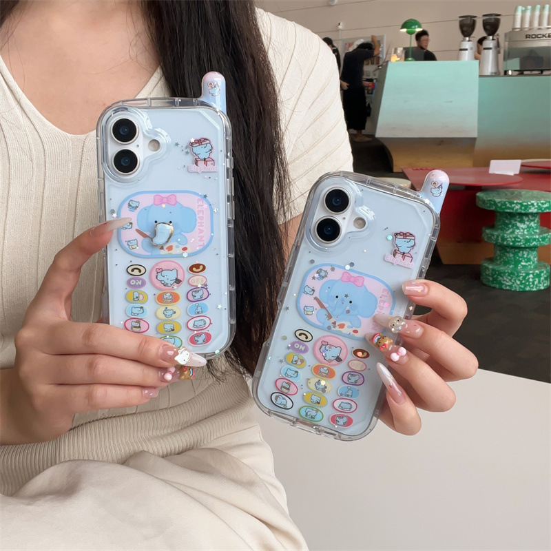 透蓝画画大象立体旋转鼻子适用iPhone17苹果16ProMax手机壳15新款|undefined