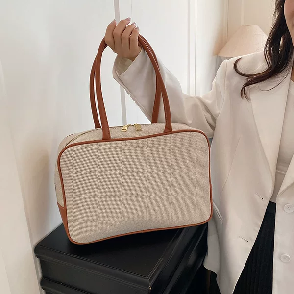 Women's Woven Tote Bag 2025 New Style Simple and Versatile Large-Capacity Commuter Travel High-Value Single Shoulder Armpit Bag