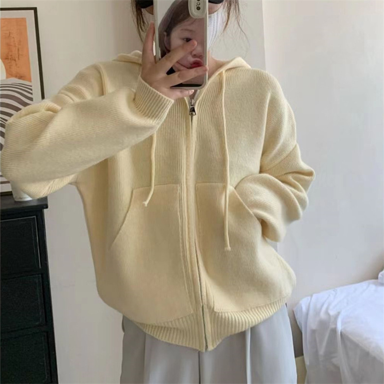 The laid-back style loose, casual and versatile sweater jacket is a new fashion hooded knitted cardigan for women in the autumn and winter of 2022 pic 41