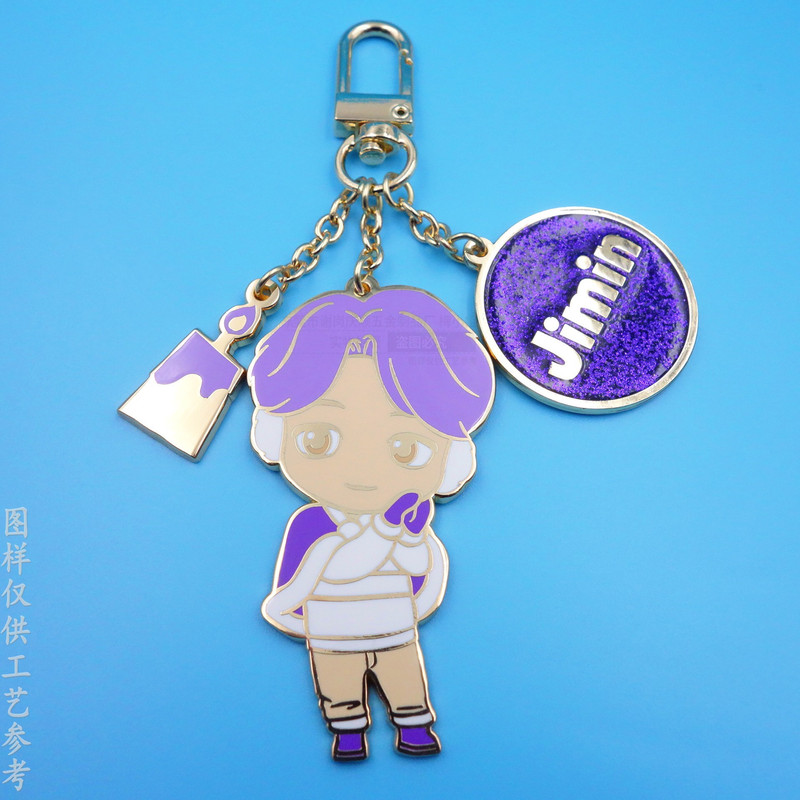 Korean Star Metal Keychain Custom Christmas-Themed Cartoon Character Keychain Zinc Alloy Enamel Pendant