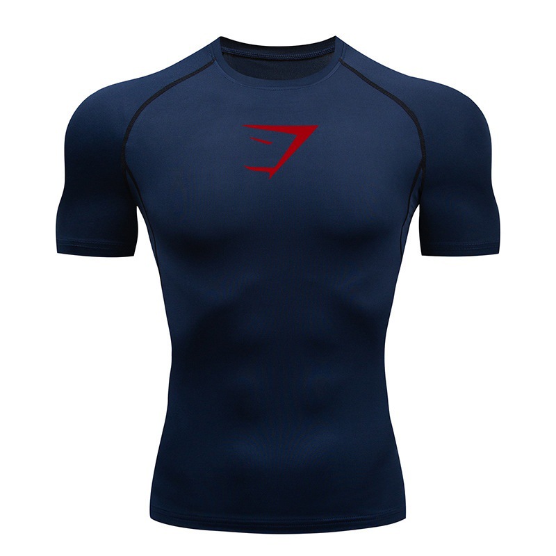 Navy blue red label + short sleeves