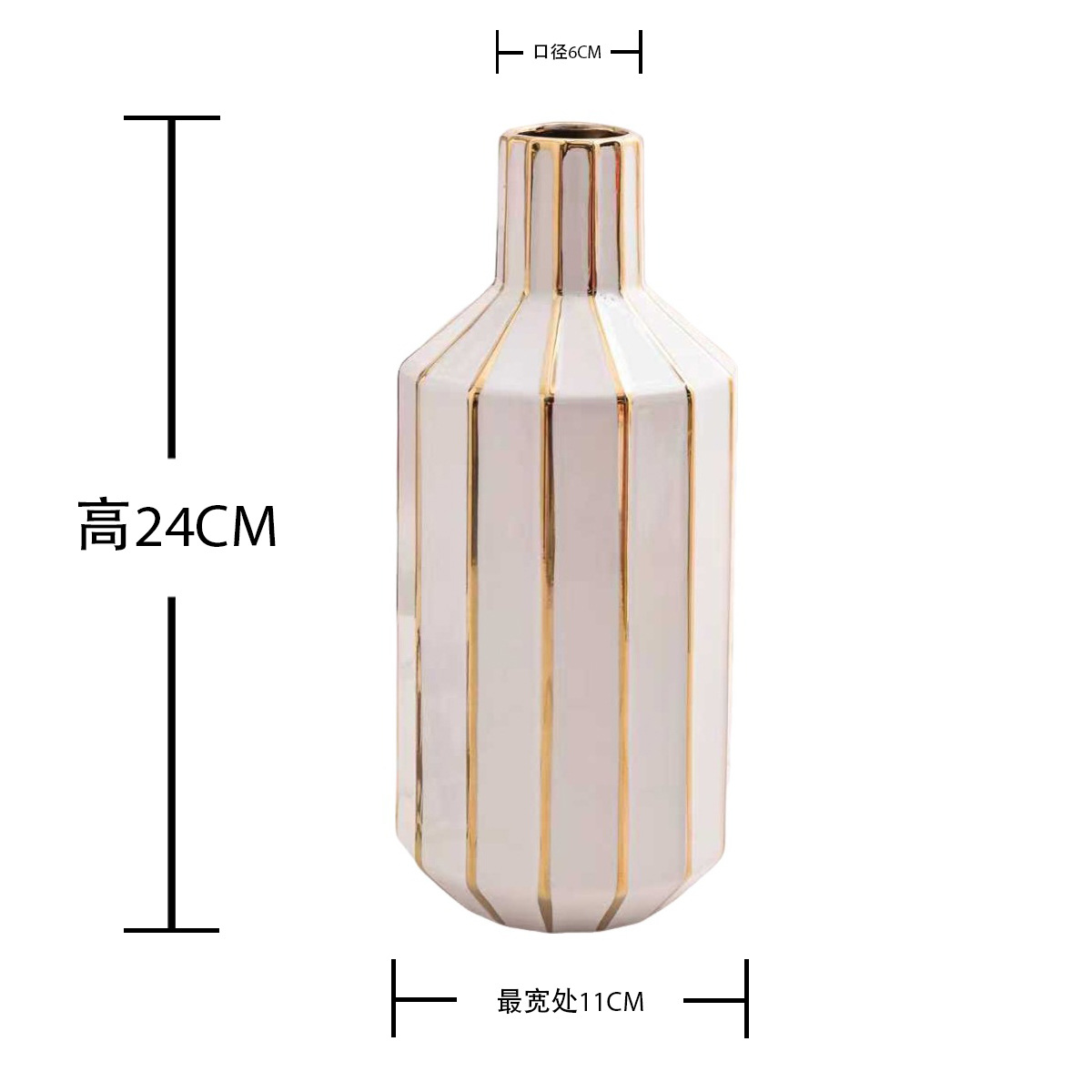 Flor de cerámica moderna sala de estar hotel de alojamiento creativo blanco y negro oro vasijas de flores artesanías decoraciones