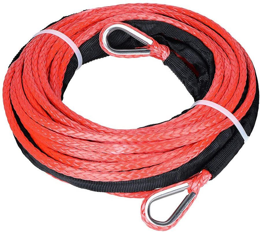 6mm Synthetic Fiber Rope Winch Rope 7700 Pounds 1/4 Polymer Trailer Rope Hook Uhmwpe Electric Winch Extension