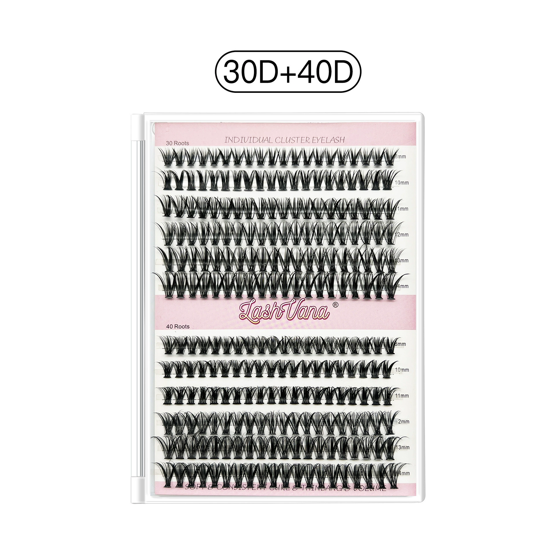 Cluster False Eyelash Set 240 Clusters, D curl, 0.07 mm, DIY extension kit