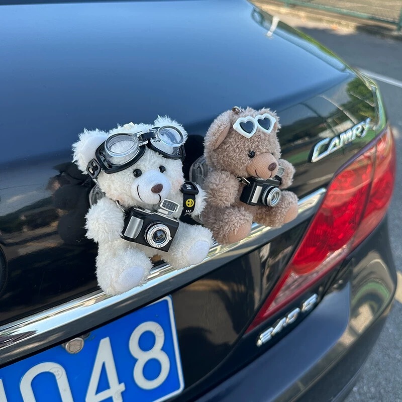 かわいいクマの車用テールデコレーション、漫画風車外人形、バイク・電動車のトランク飾り、車用吊り下げ飾り|undefined
