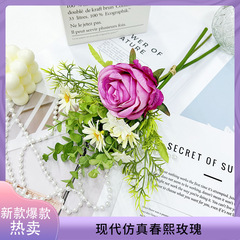 仿真花春熙玫瑰新娘伴娘婚礼手捧花室外拍照装饰家具摆件假花玫瑰