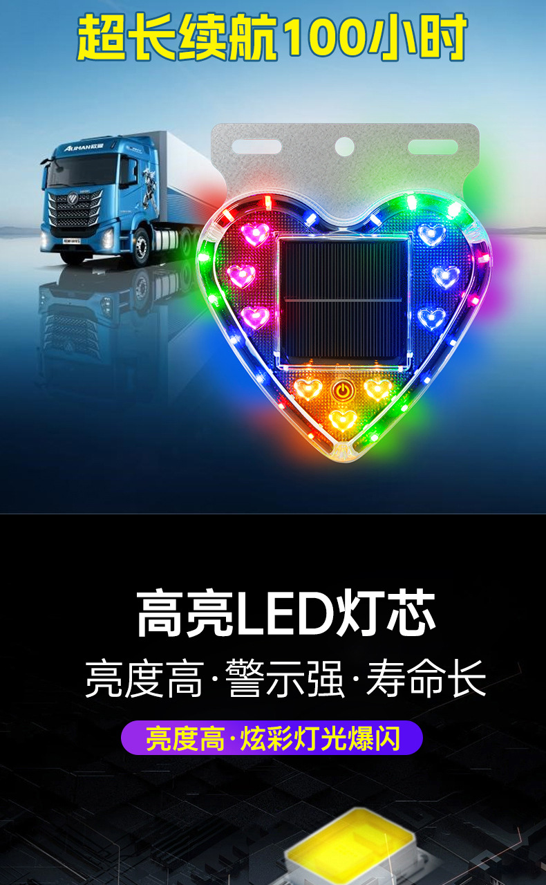 Solar-Powered Strobe Light for Cars and Trucks, Anti-Rear Collision Flashing Led Light, Strong Light, Strong Magnetic, No Installation Required, Vehicle Warning Light