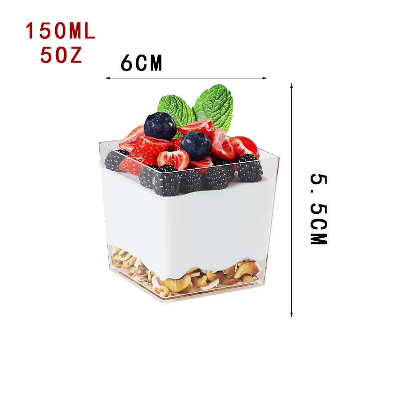 Taza de mousse trapezoidal de plástico transfronterizo con tapa taza de postre transfronterizo taza de helado prueba de bebida taza de postre de oro rosa al por mayor