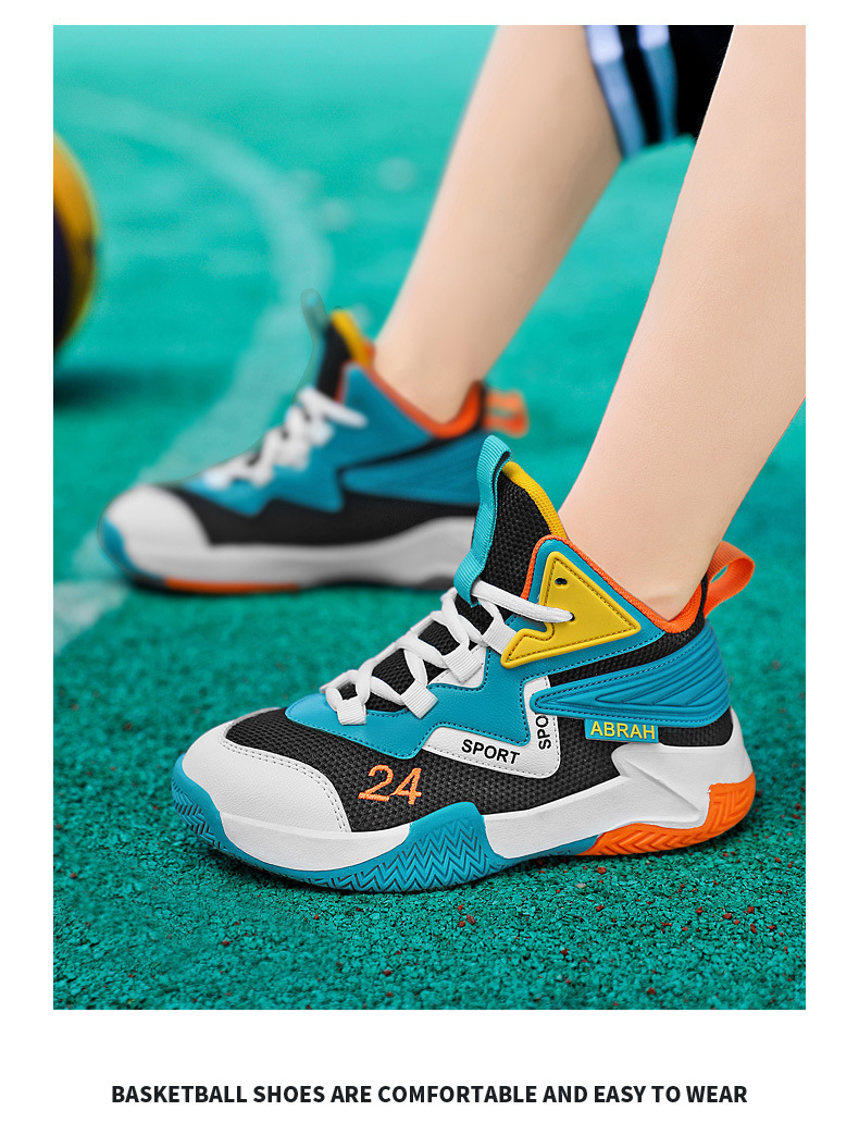 曼巴足迹 儿童篮球鞋新款男孩运动鞋男童跨境青少年跑步鞋