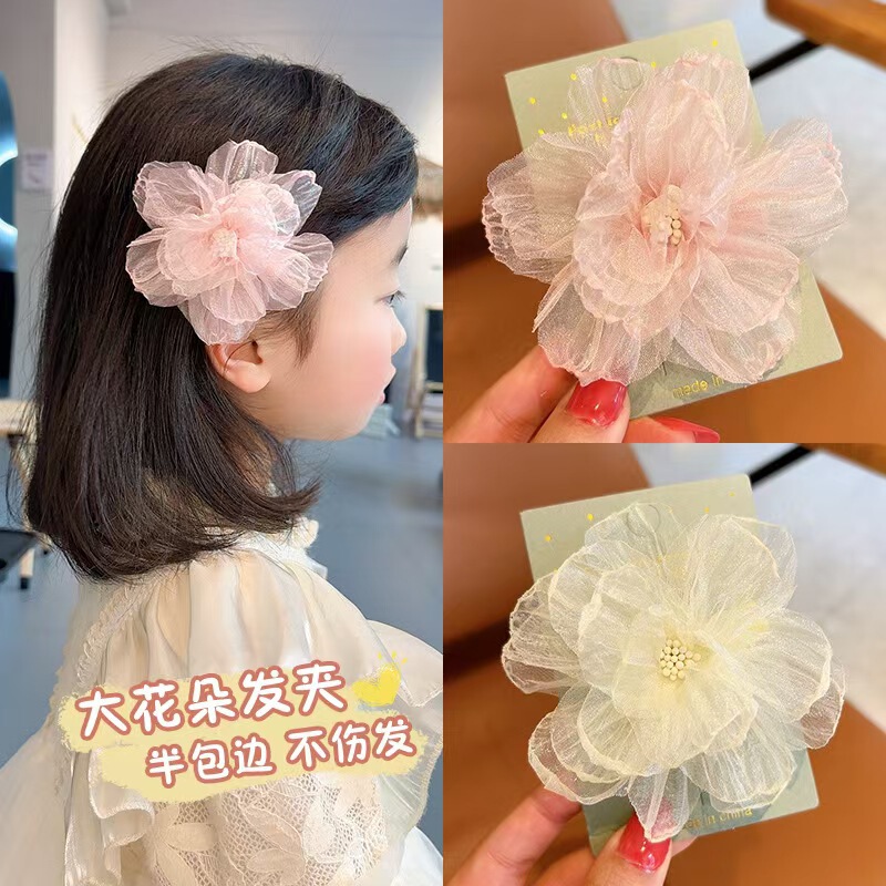 发卡刘海网纱大森系欧根纱花朵发夹女高颜值超仙ins风边夹春夏度|undefined