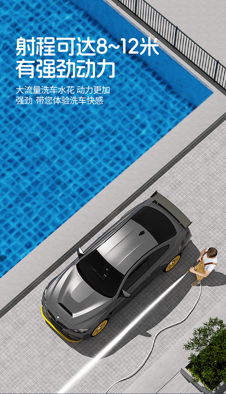 High-Pressure Car Washing Machine 220V Household High-Pressure Powerful Car Cleaning Tool Portable Handheld High-Power Car Washing Machine