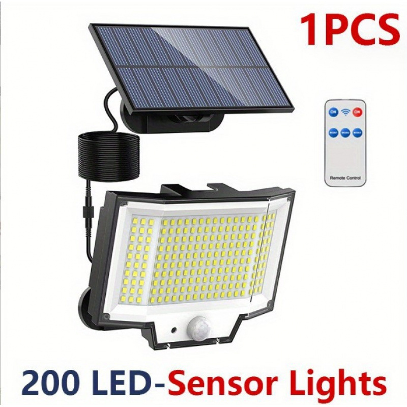 Luz solar para jardín, farola exterior impermeable súper brillante, luz de ahorro de energía con sensor de movimiento humano