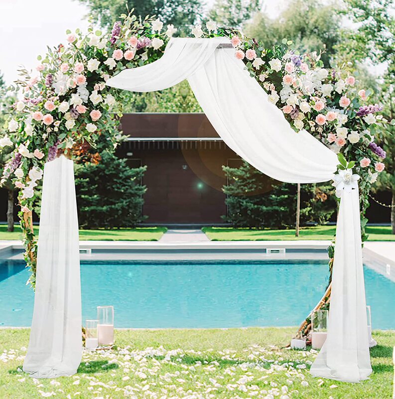 Cross Border White Transparent Gauze Curtain Scarf Wedding Trees Arch Party Decoration Long Curtain Long Curtain Semi-Managed