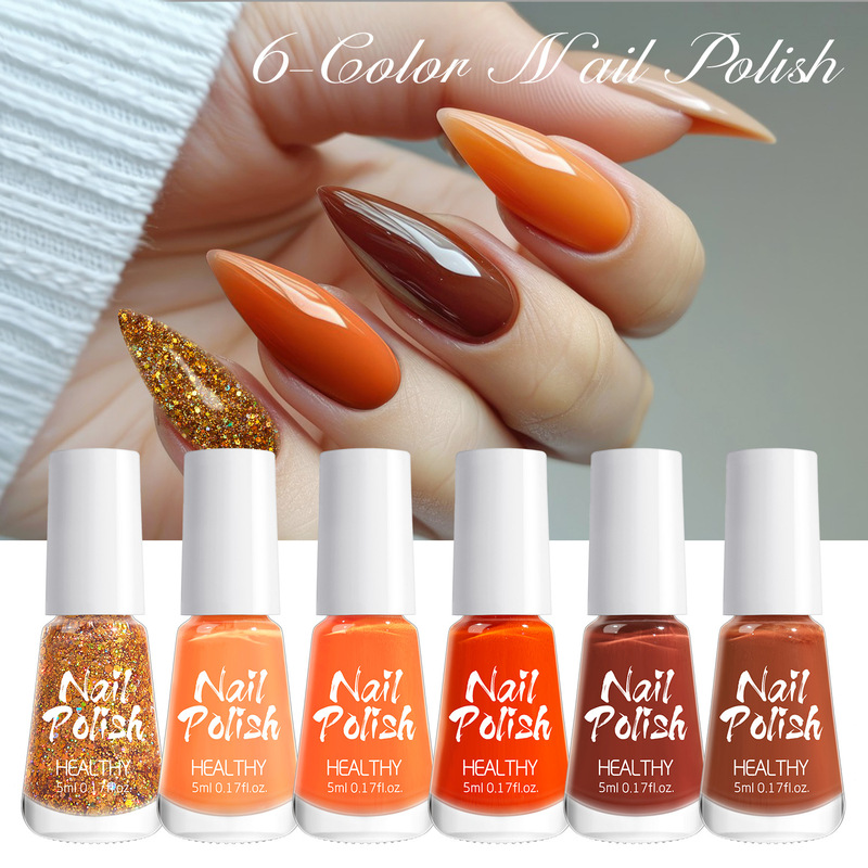 Cross-border 6-color suit nail polish non-baking water-based solid color flash lasting non-peeling sequin glue nail polish wholesale