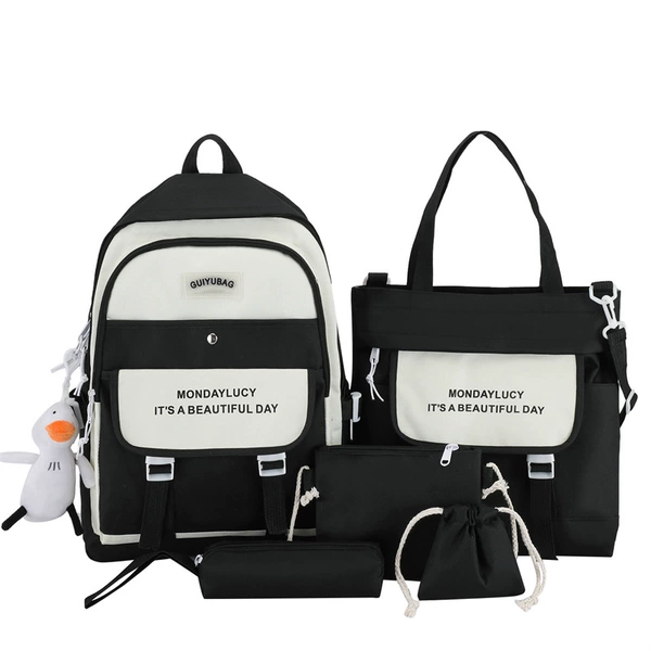 Black pendant, backpack, shopping bag, one-shoulder bag, pencil case