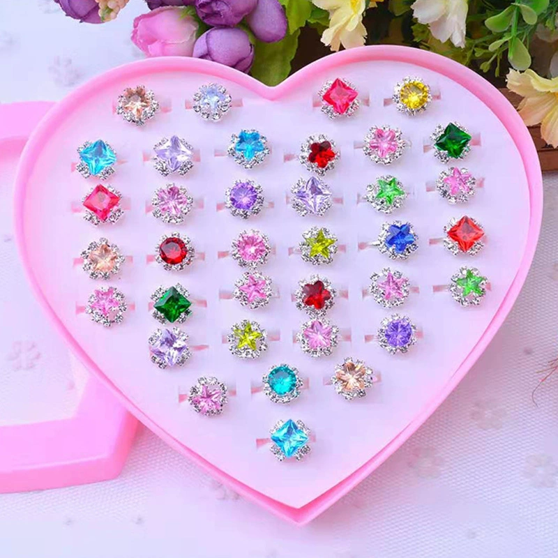 Красивое детское diamond кольцо с кристаллом для принцессы, набор, украшения, принцесса Эльза, с камнем