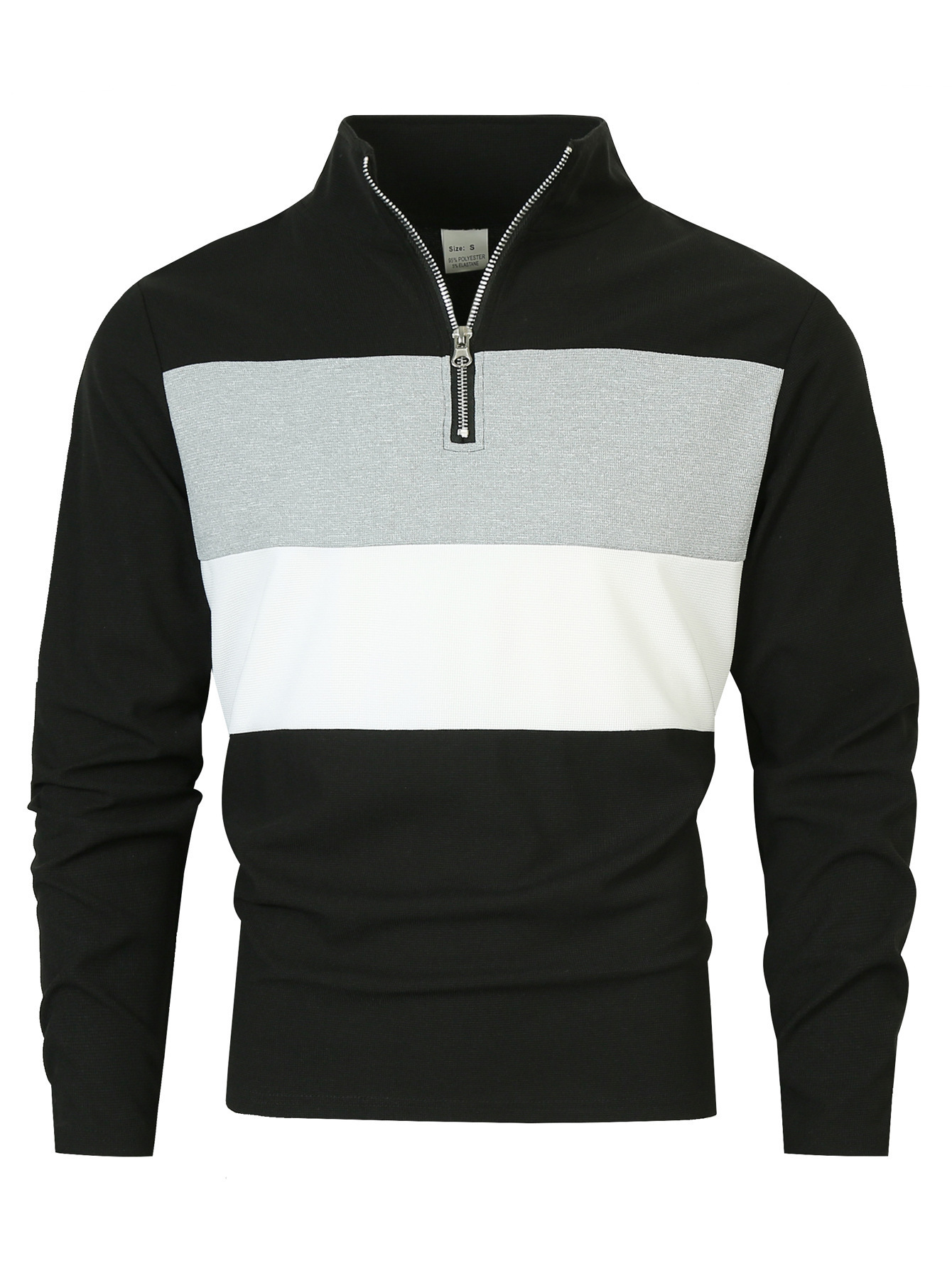Transfronterizo tamaño europeo primavera otoño retro moda hombre cremallera con solapa de manga larga diseño de tendencia de temperamento jersey