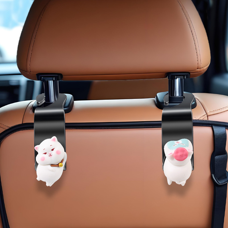 Gancho para coche, almacenamiento trasero multifuncional para coche, lindo coche de dibujos animados, asiento delantero, trasero, gancho de almacenamiento