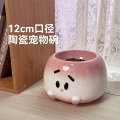 新しい高価値ペットセラミックボウル、首の保護、高脚、大口径、かわいい漫画の猫ボウル、犬ボウル、ウォーターボウル