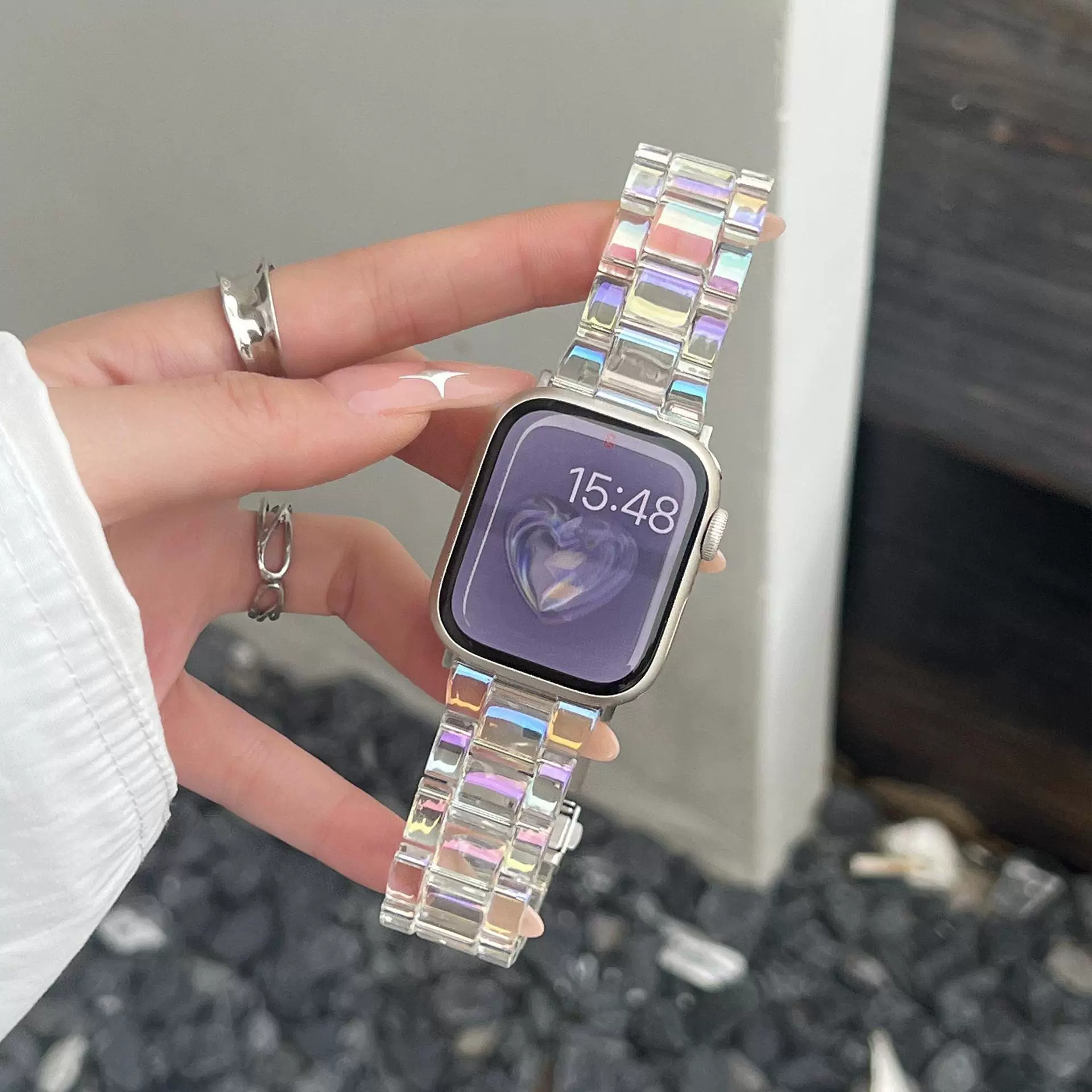 Всецветный меняющий цвет прозрачный глетчер iwatch ремешок 45 подходит для applewatch Apple watch 8/7/SE