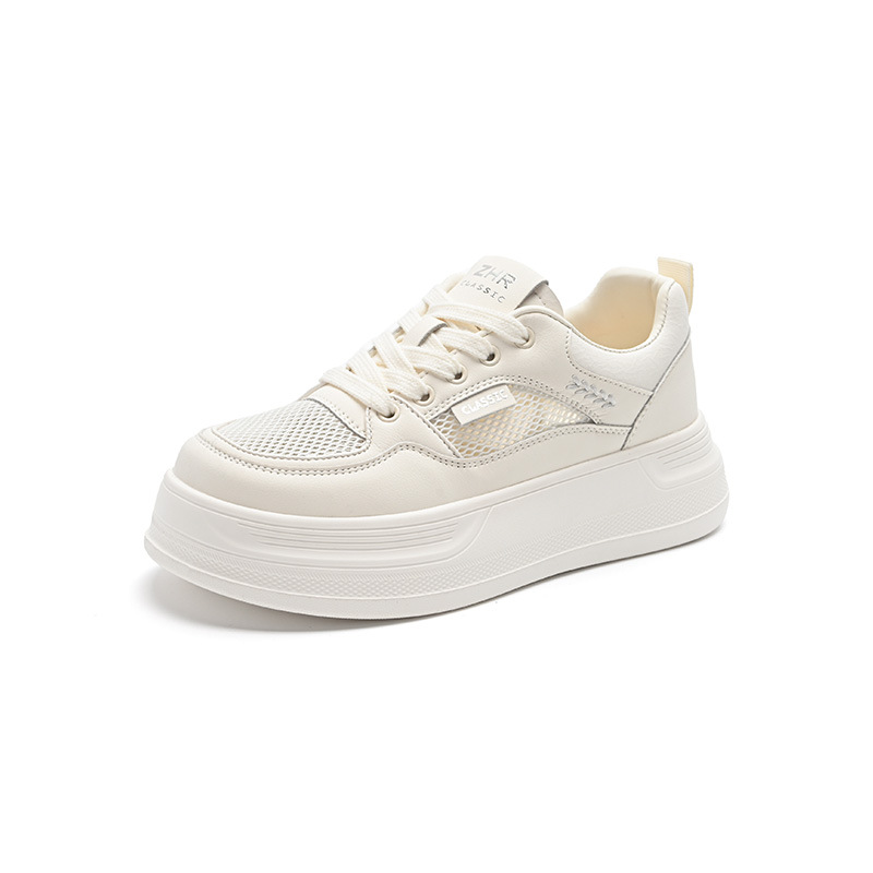 Giày sneaker nữ chunky đế dày tăng chiều cao 4cm, lưới thoáng khí siêu nhẹ — AL35E mét màu bạc