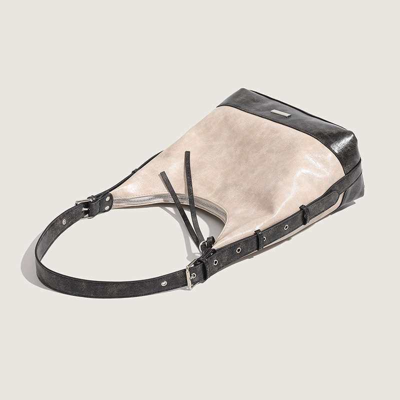 Borsa a secchiello diagonale per l'acqua casual versatile a spalla con blocco di colore di alta qualità, da pendolare, sotto le ascelle, 2024_voghion.com