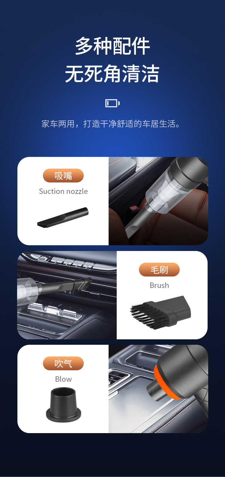 New Car Vacuum Cleaner Wholesale Blowing and Suction Integrated Portable Wireless Handheld Car Vacuum Cleaner Puppy Vacuum Cleaner