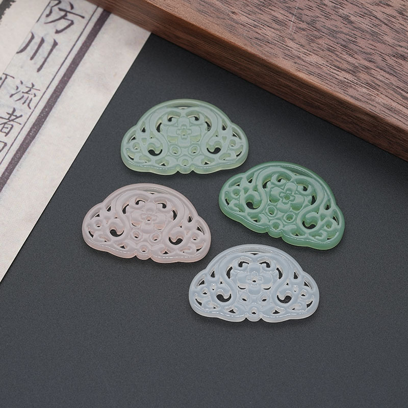 仿海蓝宝如意醋酸挂件国风汉服玉镂空梅花吊坠耳环发簪项链坠玉坠