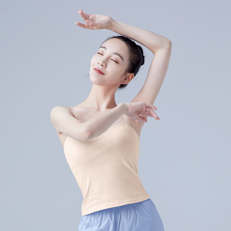 Práctica de danza moderna Honda de color carne estilo antiguo base de bailarina mujer adulta almohadilla en el pecho Chaleco de ropa interior elástica