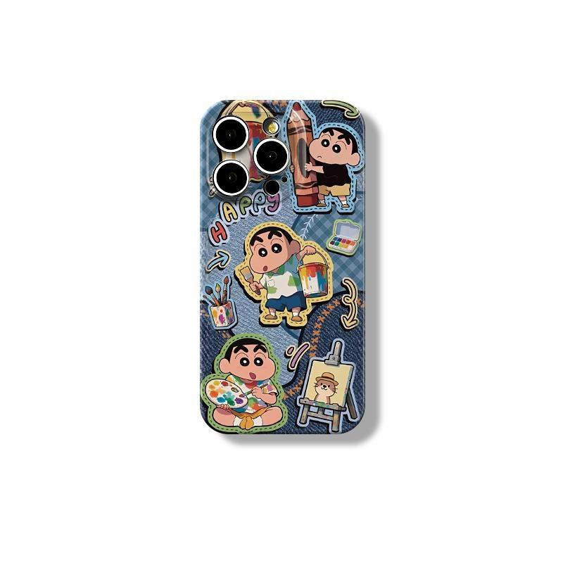 适用iPhone16promax手机壳复古牛仔拼贴小新苹果oppo华为vivo小米|undefined