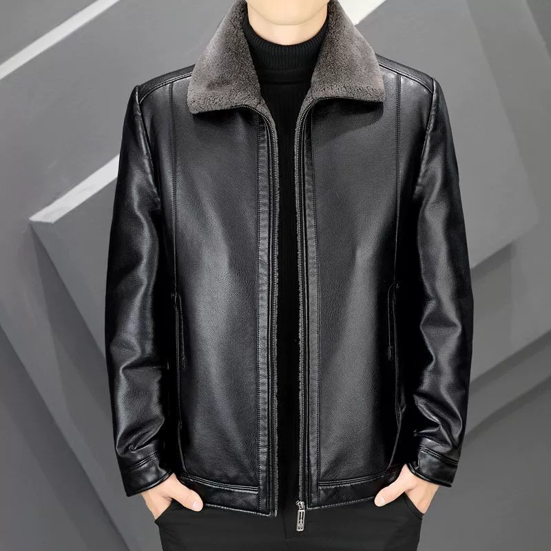 Keep warm demi-season short down jacket, for middle age