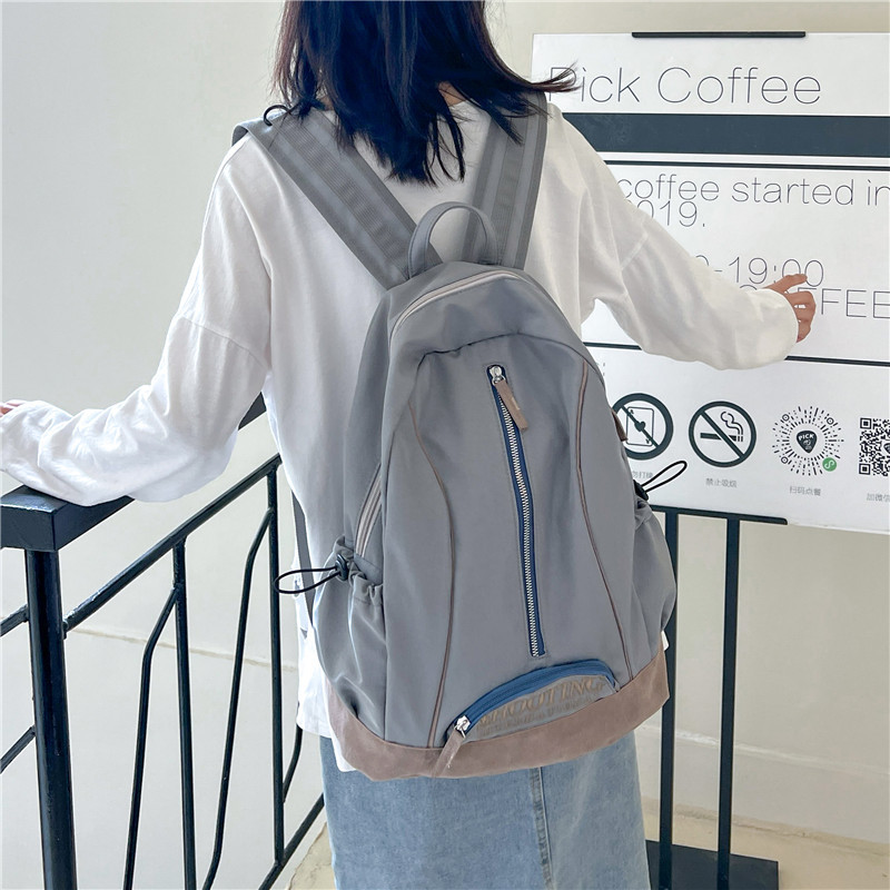 2023 New Arrival Backpack Small Fresh Color Contrast Student Bag Nylon Canvas ins High School Large Capacity Schoolbag for Women