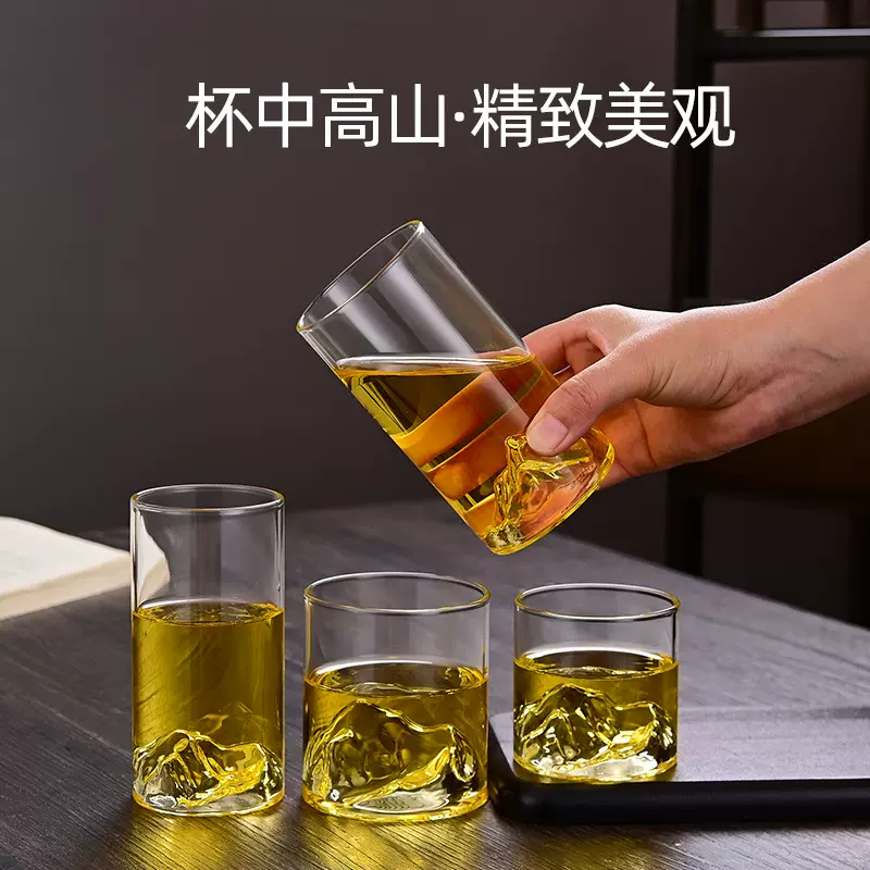 批发销售玻璃观山杯藏山杯威士忌酒杯高硼硅玻璃家用水杯创意酒杯