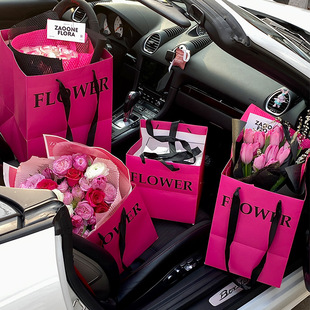 Holiday flowers bouquet gift bag English letter bag Barbie powder handbag flower packaging bag flower shop wholesale