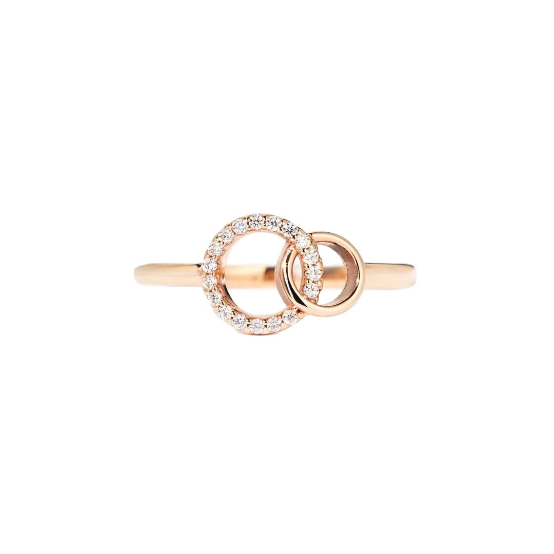 Interlocking Double Circle Ring For Women - Elegant Designer Ring_voghion.com