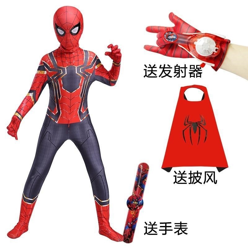 Spider-Man Clothes Skinny Boys' Children's cosplay Headgear Steel Expedition Halloween Performance Costume