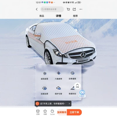 model with reflective strip mirror — Car snow shield