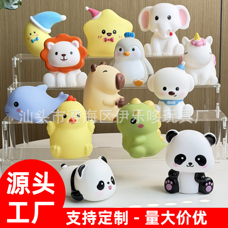 跨境小熊猫搪胶小夜灯拍拍灯充电卧室床头氛围灯创意礼品摆件批发