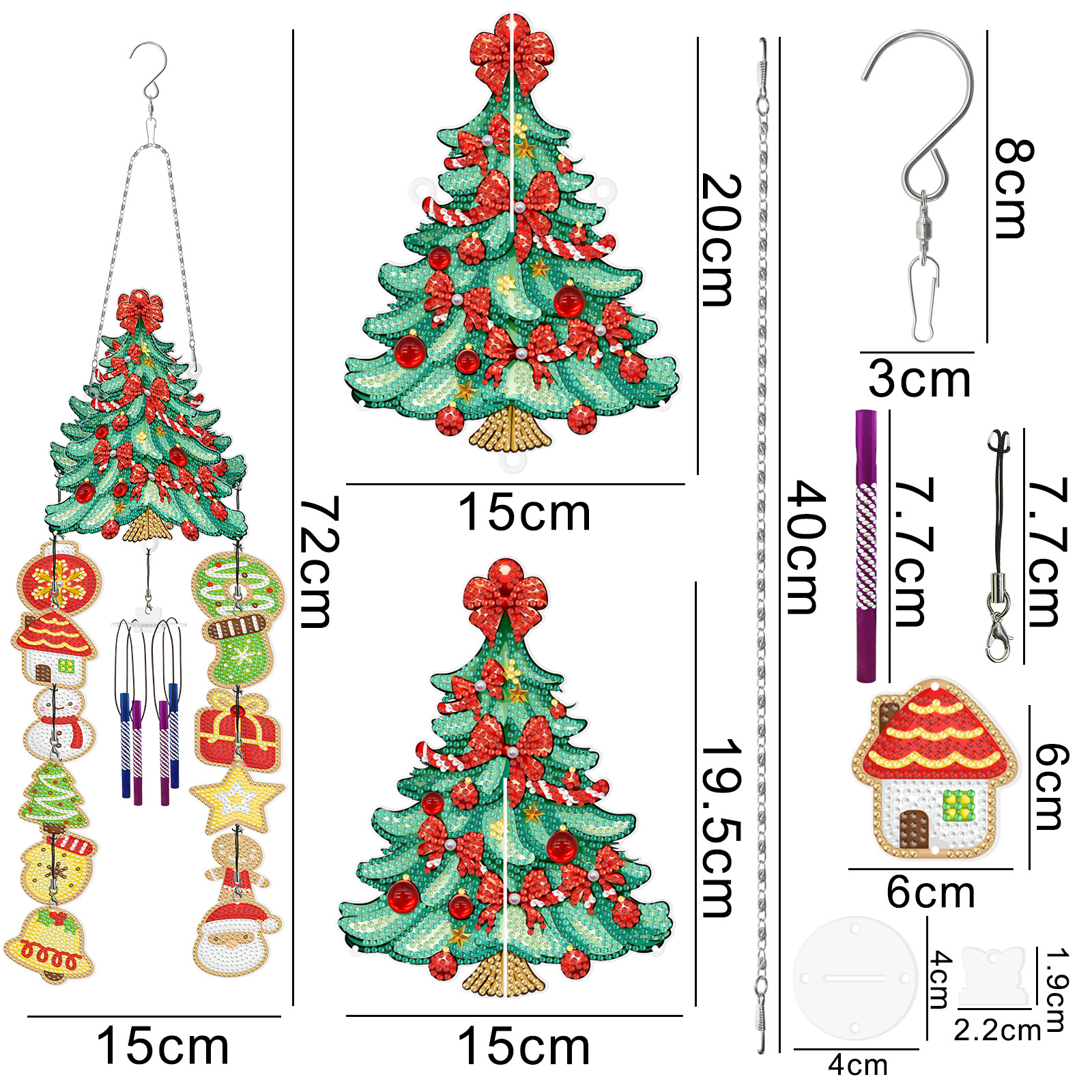 Pintura de diamantes flores y pájaros perimetrales campana de viento colgando en muebles transfronterizos dreamcatchers pintura de diamantes colgantes decorativos