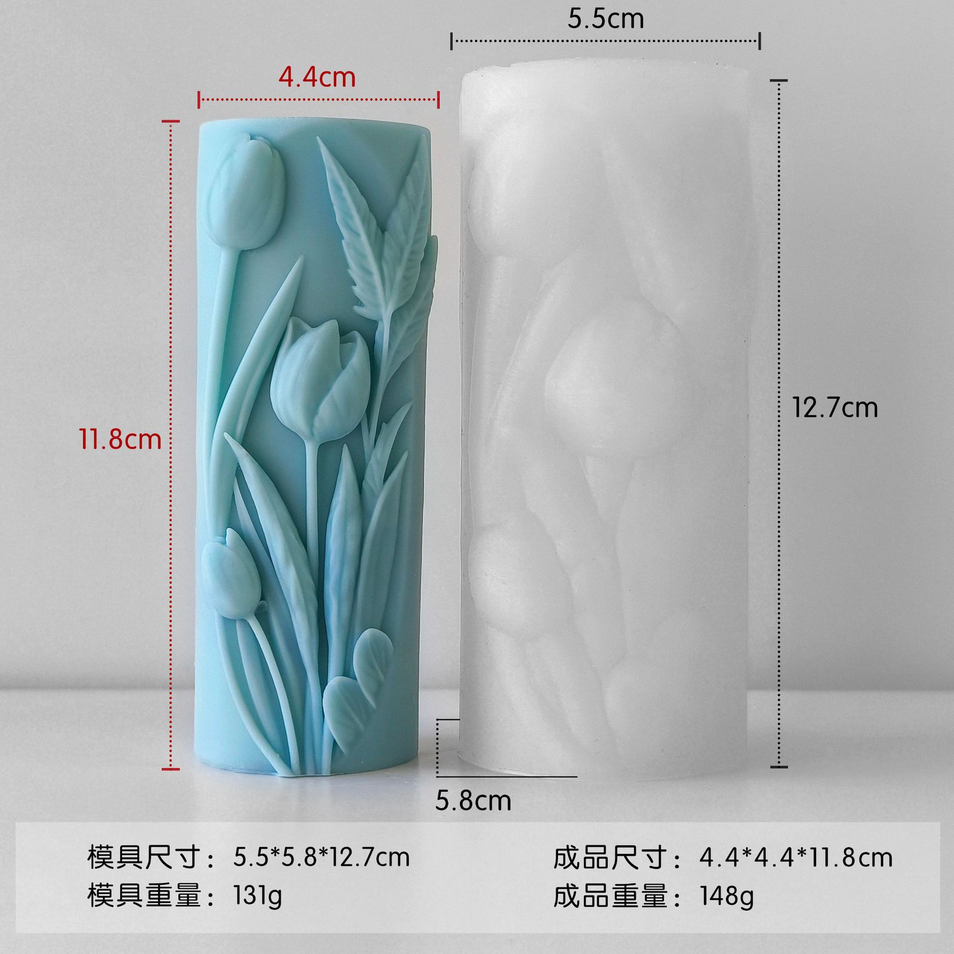 Jiahui Mei flor de tulipas cilíndrica molde de cera DIY vela hecha a mano barra magnética adornos abrasivos