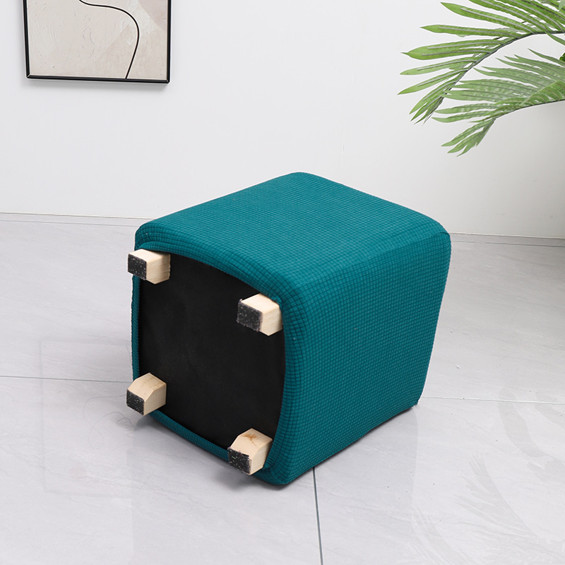 Grenzüberschreitender elastischer wasserdichter Waffelmais-Quadrat-Hocker-Bezug Staubschutz Haus Sofa All-Inclusive niedriger Hocker-Überzug